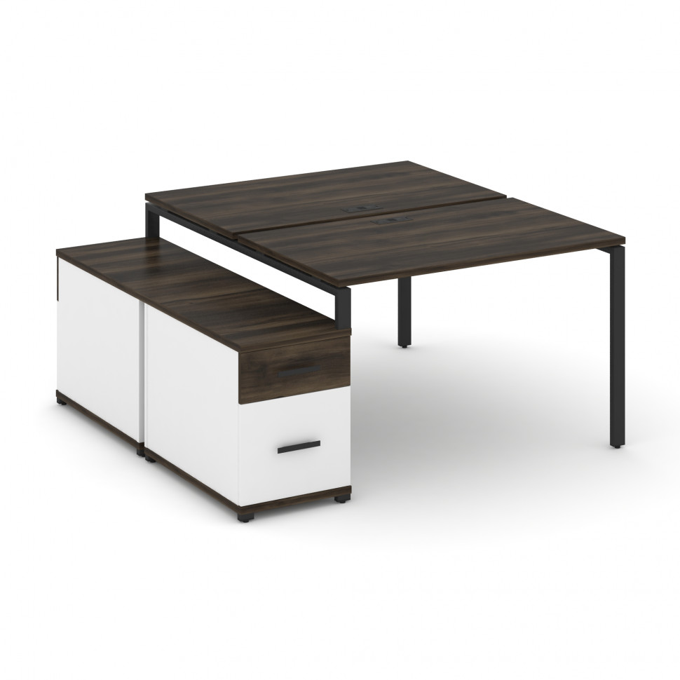 Concept Рабочая станция 2 места с двухсторонней опорной тумбой CN.DRS-306 B Дуб Мали/Белый Бриллиант