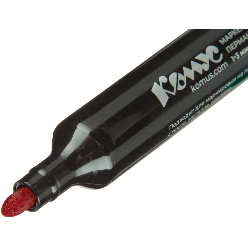 Маркер перманентный КОМУС красный 1-3мм кругл. наконечник