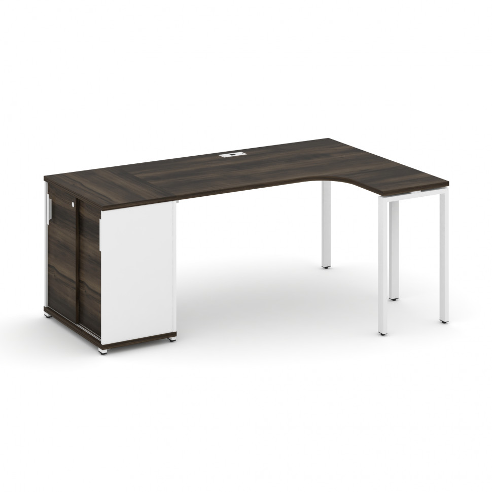 Concept Стол эргономичный с опорным шкафом-купе CN.SA-217(R) W Дуб Мали/Белый Бриллиант/Металл Белы Concept Стол эргономичный с опорным шкафом-купе CN.SA-217(R) W Дуб Мали/Белый Бриллиант/Металл Белы
