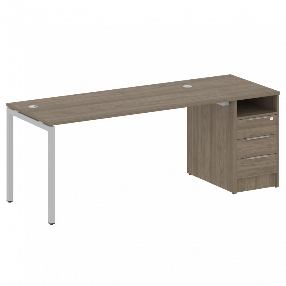 Metal System Quattro Рабочая станция с тумбой на П-образном м/к 40БП.РС-СТП-1.4 Вяз Благородный/Мета