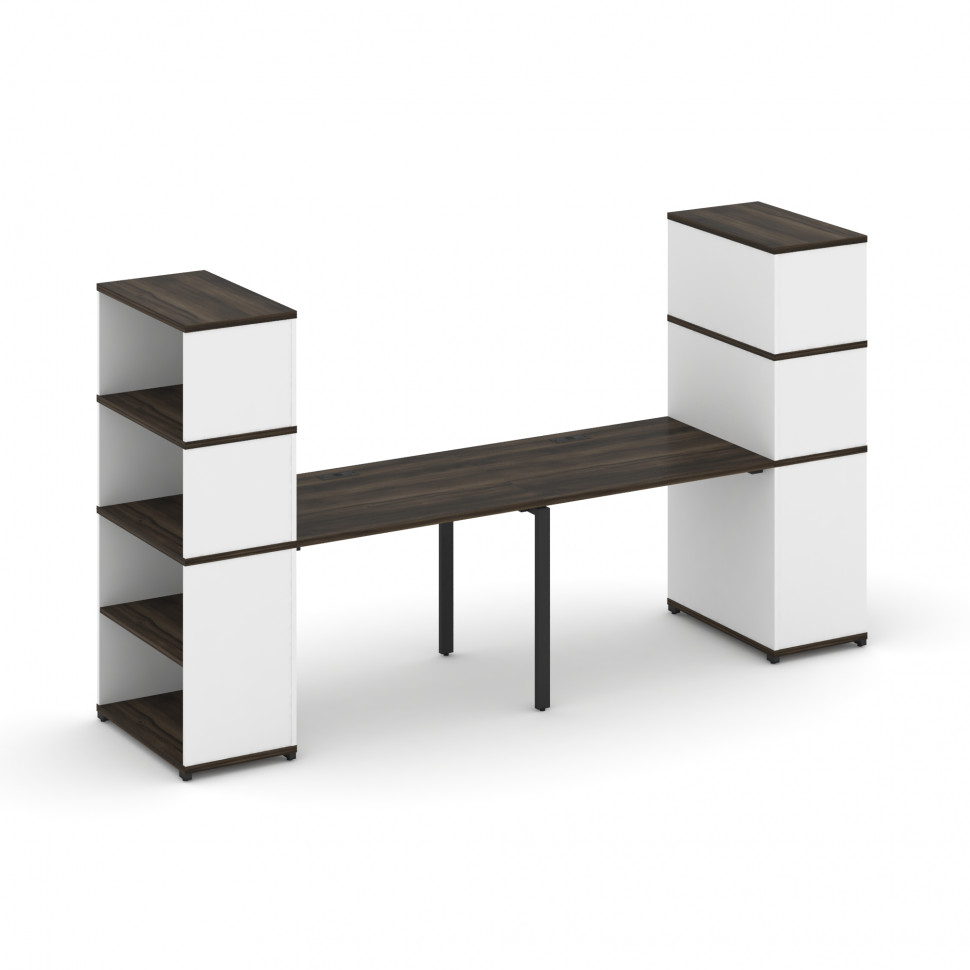 Concept Рабочая станция с опорными стеллажами с надставкой выс. CN.ORS-213 Дуб Мали/Белый Бриллиант/