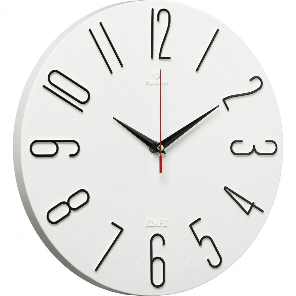 Часы настенные d=30см, корпус  белый+черный Классика арт.3010-001