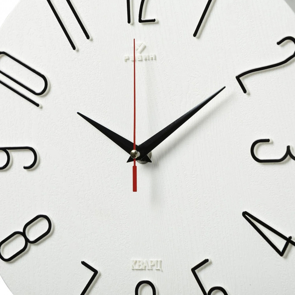 Часы настенные d=30см, корпус  белый+черный Классика арт.3010-001