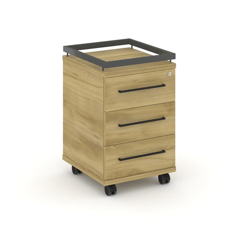 Rift Тумба мобильная усиленная + рамка RF.TM-003 Дуб Винченцо/Металл Антрацит/Черный Ручки 416*460*6