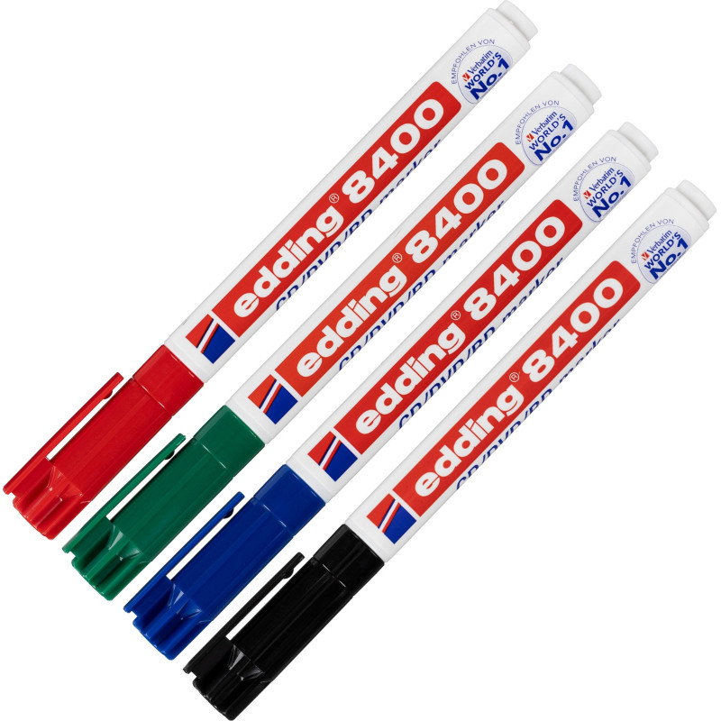 Набор маркеров для CD EDDING E-8400/4S 0,5-1 мм, 4 цвета