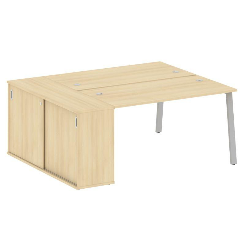 Metal System Рабочая станция с шкафом-купе на А-образном м/к БА.РС-СШК-1.3 Т Акация Лорка/Металл Сер