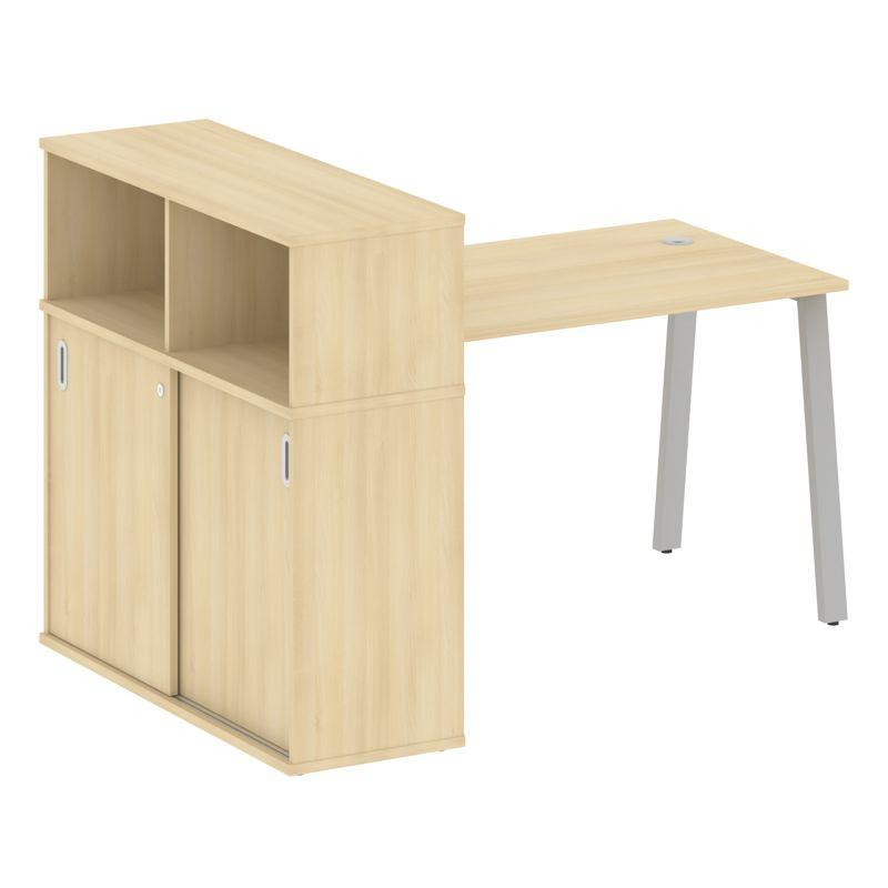 Metal System Стол письменный с шкафом-купе на А-образном м/к БА.РС-СШК-3.2 Т Акация Лорка/Металл Сер Metal System Стол письменный с шкафом-купе на А-образном м/к БА.РС-СШК-3.2 Т Акация Лорка/Металл Сер