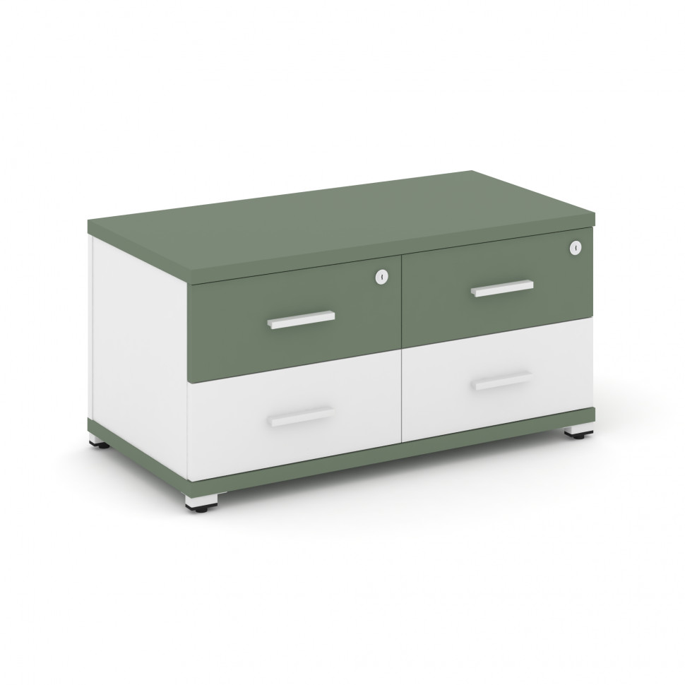 Concept Тумба приставная широкая 4 ящ. CN.TSP-001 W Кобо/Белый Бриллиант/Металл Белый 836*420*416