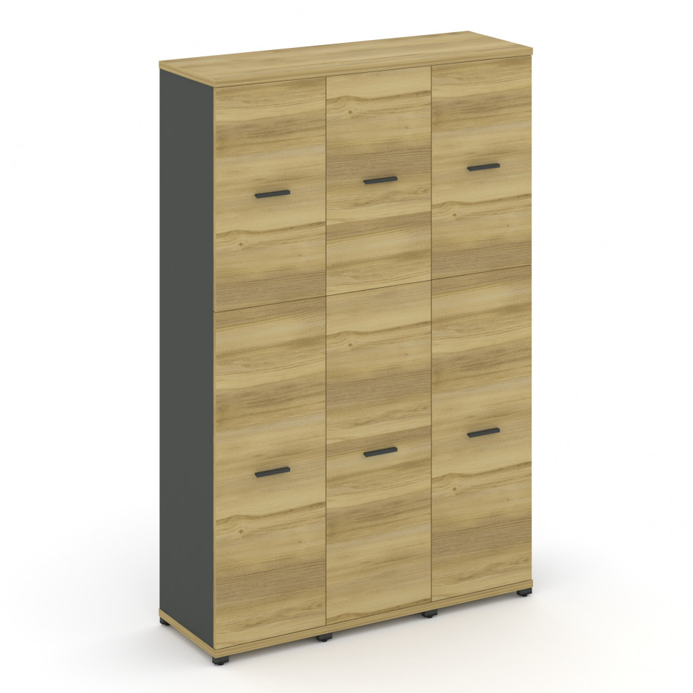 Concept Шкаф 3 узкие секции, 5 ниш CN.STU-535 A Дуб Винченцо/Антрацит/Металл Антрацит 1252*420*1922