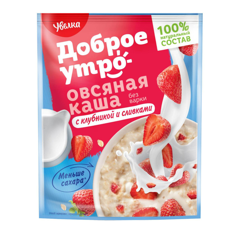 Каша овсяная Увелка с клубникой и сливками 40гх20шт/уп