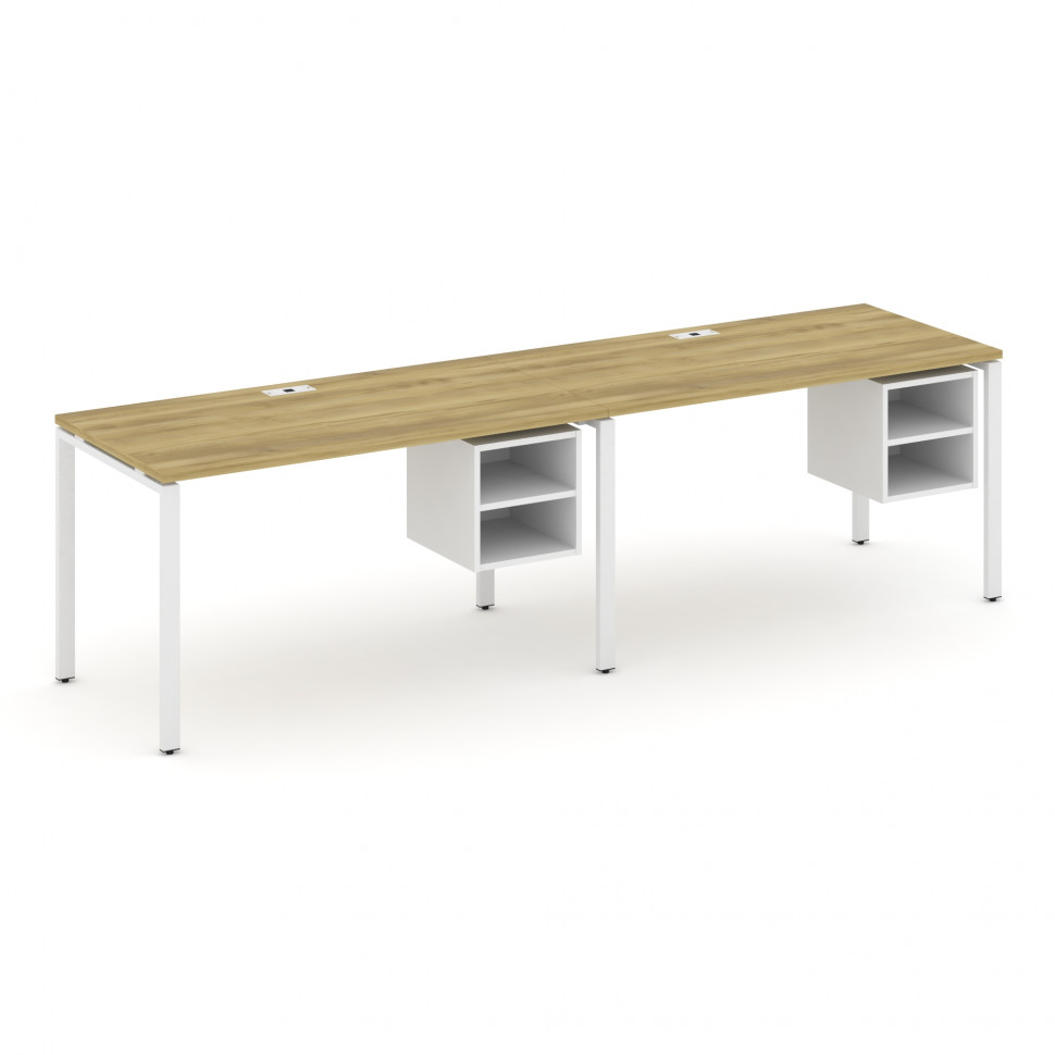 Concept Рабочая станция односторонняя с подвес. тумбами 2 места CN.ORS-107 Дуб Винченцо/Белый Брилли