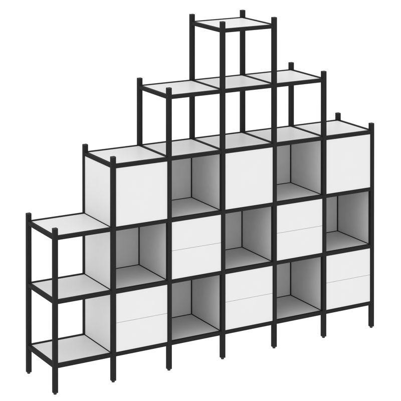 Loft Прямой стеллаж VR.L-24 Белый Бриллиант/Металл Черный 2526*446*2280