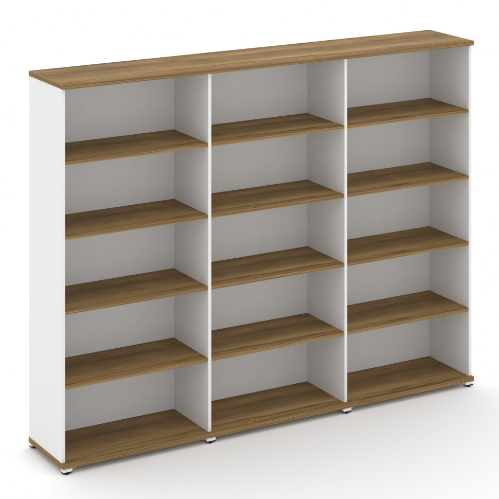 Concept Стеллаж 3 широкие секции, 5 ниш CN.STS-530 Сандал Янтарный/Белый Бриллиант/Металл Белый 2500