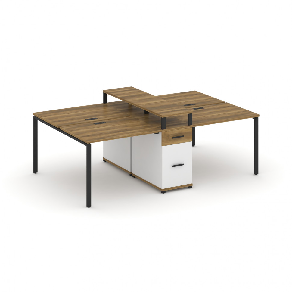 Concept Рабочая станция 4 места с 1 опорной тумбой CN.DRS-437 B Сандал Янтарный/Белый Бриллиант/Мета Concept Рабочая станция 4 места с 1 опорной тумбой CN.DRS-437 B Сандал Янтарный/Белый Бриллиант/Мета