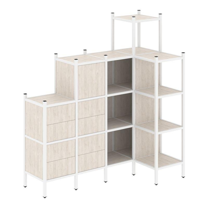 Loft Угловой внутренний стеллаж VR.L-48 Денвер Светлый/Металл Белый 1694*862*1869