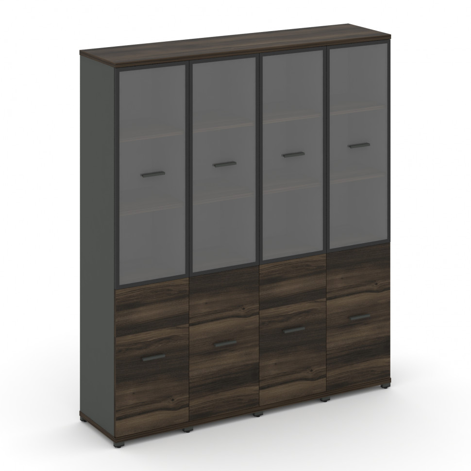 Concept Шкаф 4 узкие секции, 5 ниш CN.STU-542 RPB A Дуб Мали/Антрацит/Металл Антрацит/Прозрачный 166