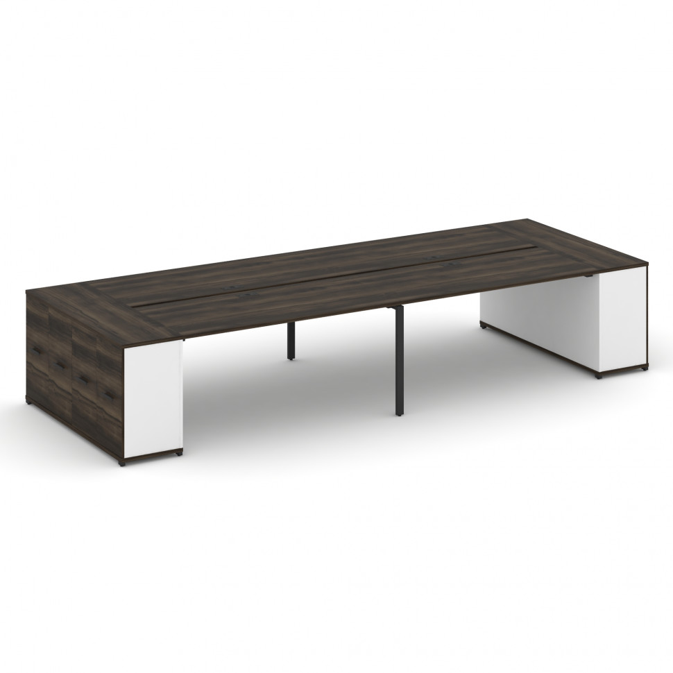 Concept Рабочая станция с опорными распаш. шкафами CN.DRS-264 B Дуб Мали/Белый Бриллиант/Металл Черн