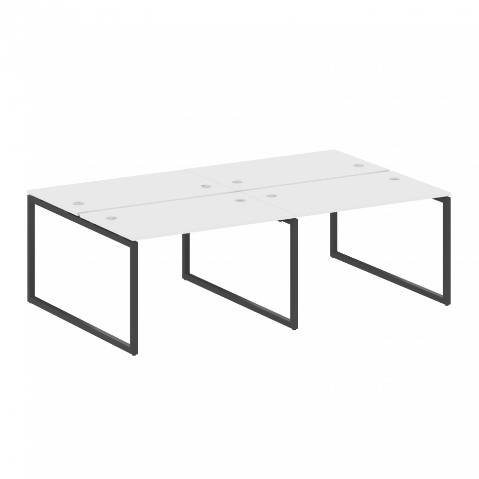 Metal System Quattro Рабочая станция на 4 места на О-образном м/к 40БО.СМ-4.2 Белый/Металл Антрацит