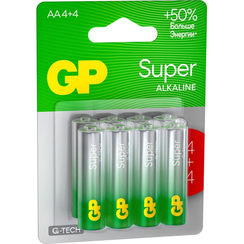 Батарейка GP Super LR06/AA 1,5V/15A алк.15AA214/4-2CRSBC8 (4+4) 8 шт/уп