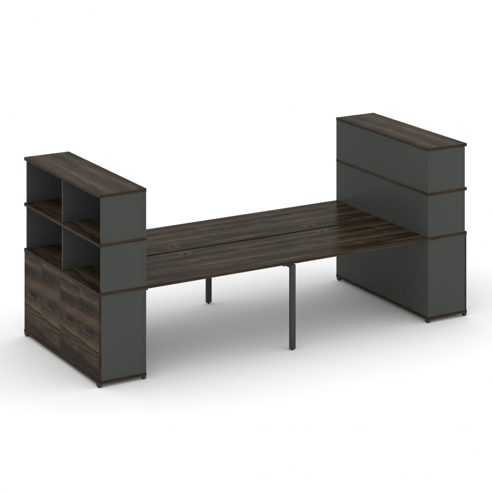Concept Рабочая станция с опорными распаш. шкафами с надставкой выс. CN.DRS-275 A Дуб Мали/Антрацит/ Concept Рабочая станция с опорными распаш. шкафами с надставкой выс. CN.DRS-275 A Дуб Мали/Антрацит/