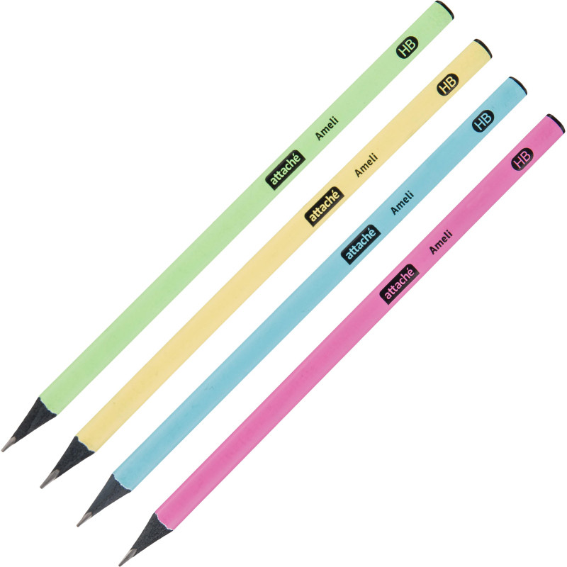 Карандаш чернографитный Attache Ameli HB б/ласт трехгр черн.дерево, в асс