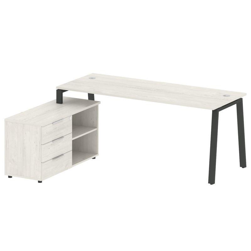 Metal System Рабочая станция с тумбой на А-образном м/к БА.РС-СТС-2.5 (L) Дуб Наварра/Металл Антраци