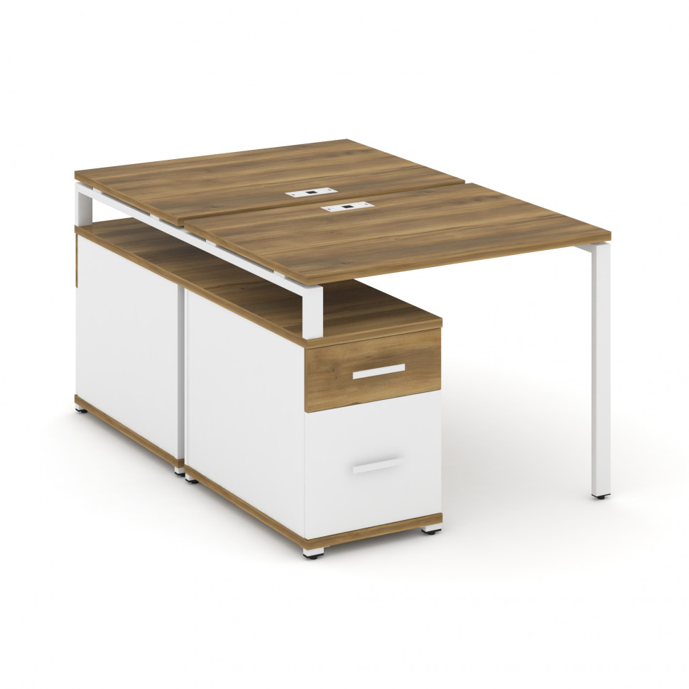 Concept Рабочая станция 2 места с двухсторонней опорной тумбой CN.DRS-305 W Сандал Янтарный/Белый Бр Concept Рабочая станция 2 места с двухсторонней опорной тумбой CN.DRS-305 W Сандал Янтарный/Белый Бр