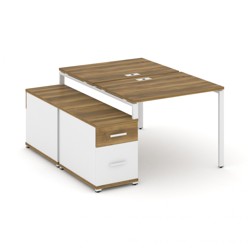 Concept Рабочая станция 2 места с двухсторонней опорной тумбой CN.DRS-305 W Сандал Янтарный/Белый Бр Concept Рабочая станция 2 места с двухсторонней опорной тумбой CN.DRS-305 W Сандал Янтарный/Белый Бр