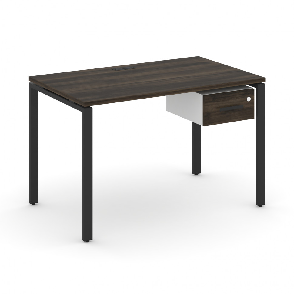 Concept Стол рабочий с подвесной тумбой с одним ящ. CN.SP-110 B Дуб Мали/Белый Бриллиант/Металл Черн