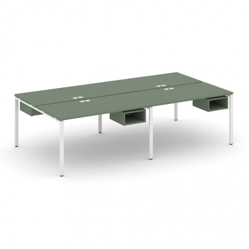 Concept Рабочая станция двухсторонняя с подвесными тумбами на 4 места CN.DRS-122 Кобо/Металл Белый 2