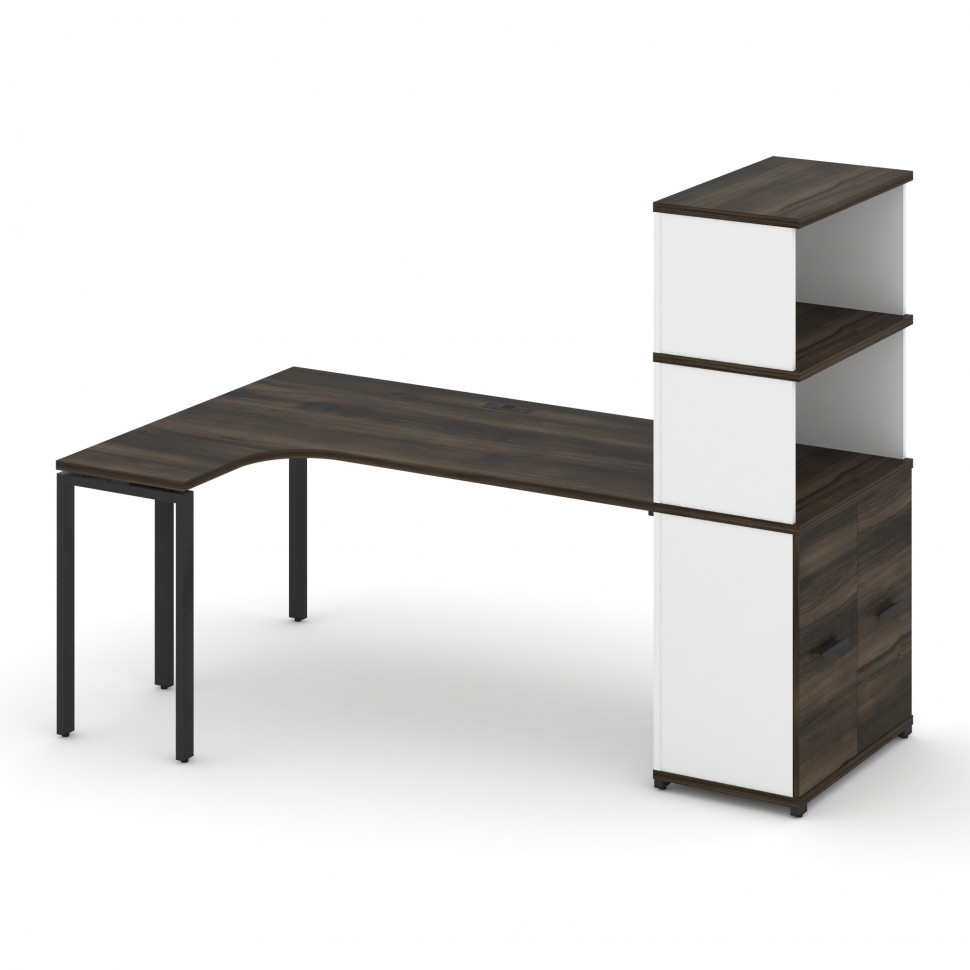 Concept Стол эргономичный с опорным распаш. шкафом с надставкой выс.  CN.SA-216(L) B Дуб Мали/Белый