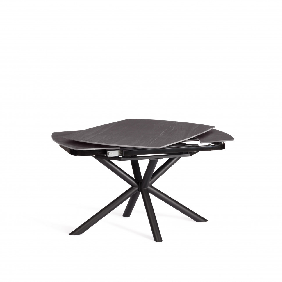 Стол обеденный Winston/Винстон столешница керамика (матовая) /опоры металл, темно-серый/черный, (120+30+30)x80x75(+1) см