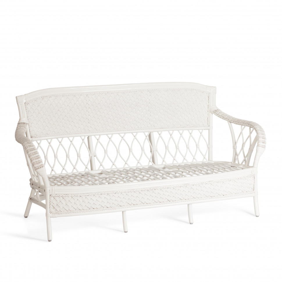 Комплект для отдыха "Andrea/Андреа" (диван + 2 кресла + журн. столик со стеклом + подушки) белый, ткань рубчик, цвет кремовый