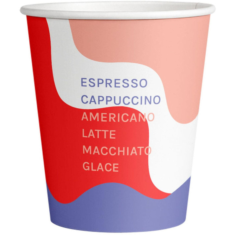 Стакан одноразовый бум. 1сл 250мл d-80мм ВОЛНА 2 (MIX 4 в тубе) 50шт/уп