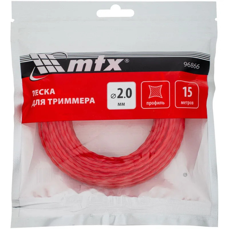 Леска для триммера MTX витой квадрат 2,0 мм х 15 м (96866) Леска для триммера MTX витой квадрат 2,0 мм х 15 м (96866)