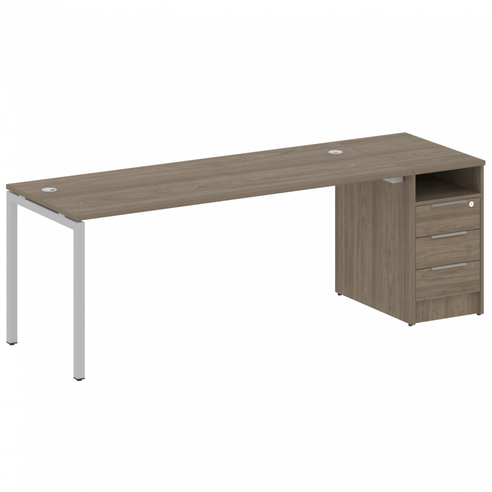 Metal System Quattro Рабочая станция с тумбой на П-образном м/к 40БП.РС-СТП-1.5 Вяз Благородный/Мета