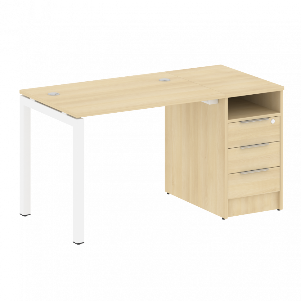 Metal System Quattro Рабочая станция с тумбой на П-образном м/к 50БП.РС-СТП-1.1 Акация Лорка/Металл Metal System Quattro Рабочая станция с тумбой на П-образном м/к 50БП.РС-СТП-1.1 Акация Лорка/Металл