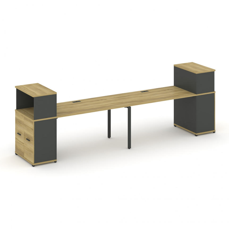 Concept Рабочая станция с опорными распаш. шкафами с надставкой низ. CN.ORS-227 A Дуб Винченцо/Антра