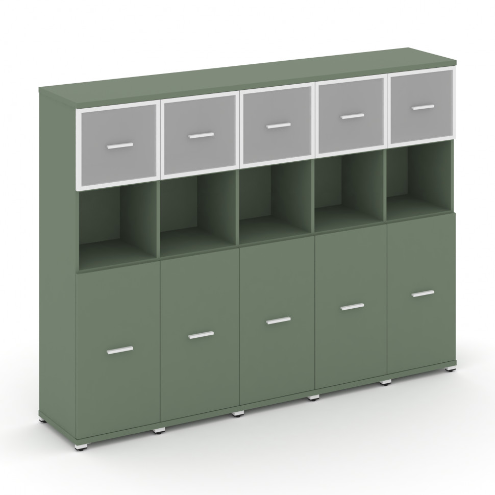 Concept Шкаф 5 узких секций, 4 ниши CN.STU-455 RMW W Кобо/Металл Белый/Сатин 2084*420*1554