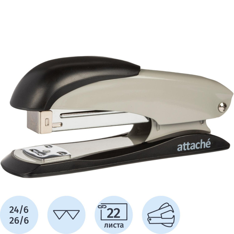 Степлер Attache № 24/6 до 22л., серо-черный
