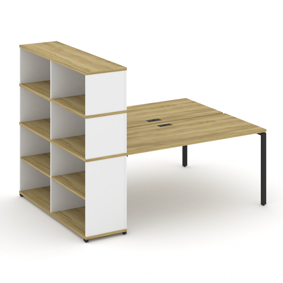 Concept Рабочая станция с опорным стеллажом с надставкой выс. CN.DRS-216 Дуб Винченцо/Белый Бриллиан
