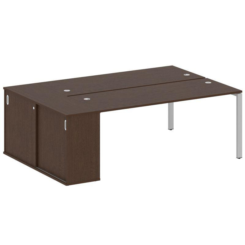 Metal System Рабочая станция с шкафом-купе на П-образном м/к БП.РС-СШК-1.5 Т Венге Цаво/Металл Серый