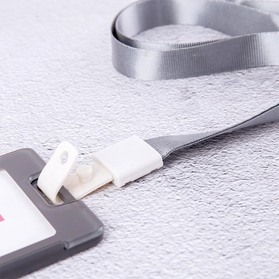 Держатель для бейджа Deli 8352,шир.тесьмы 1см,замок на кнопке,серый,12шт/уп