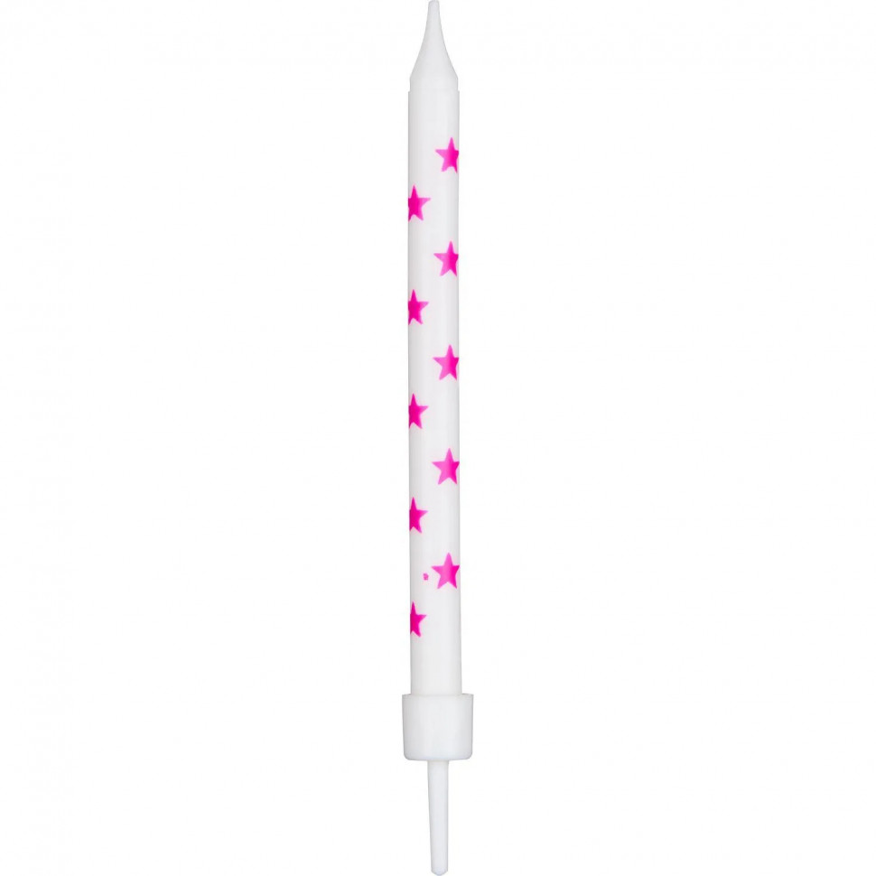 Набор свечи для торта Звездочки, Розовый микс, 7,5 см,12шт.с держат, 132489