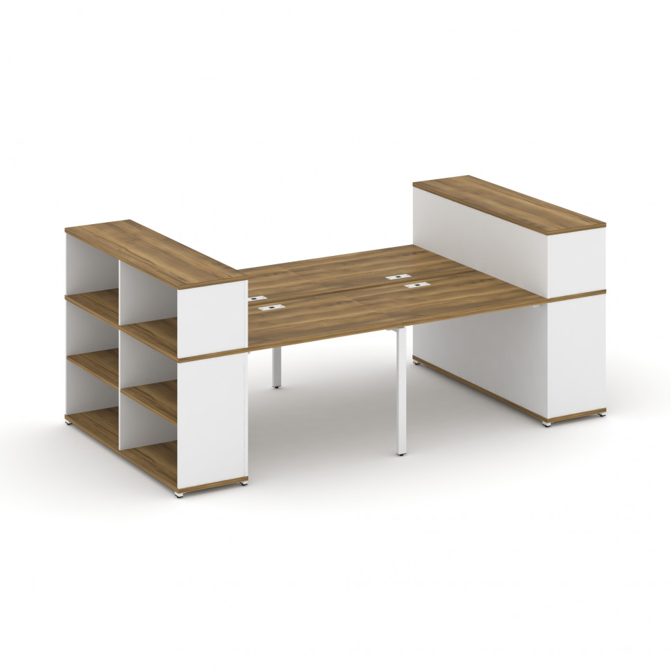Concept Рабочая станция с опорными стеллажами с надставкой низ. CN.DRS-253 Сандал Янтарный/Белый Бри