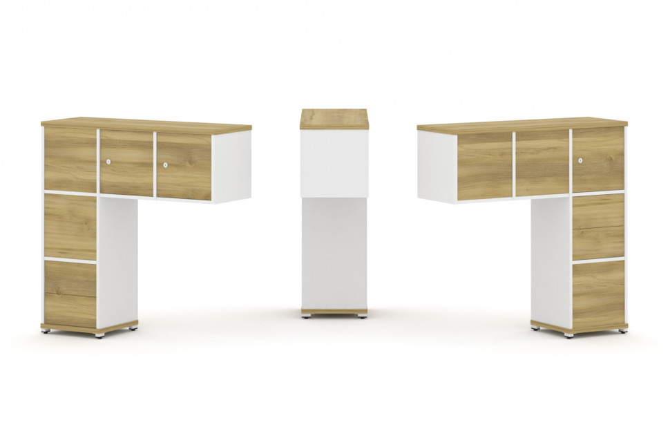 Concept Надставка низкая CN.DNN-005 Дуб Винченцо/Белый Бриллиант/Металл Белый 1099*365*1130