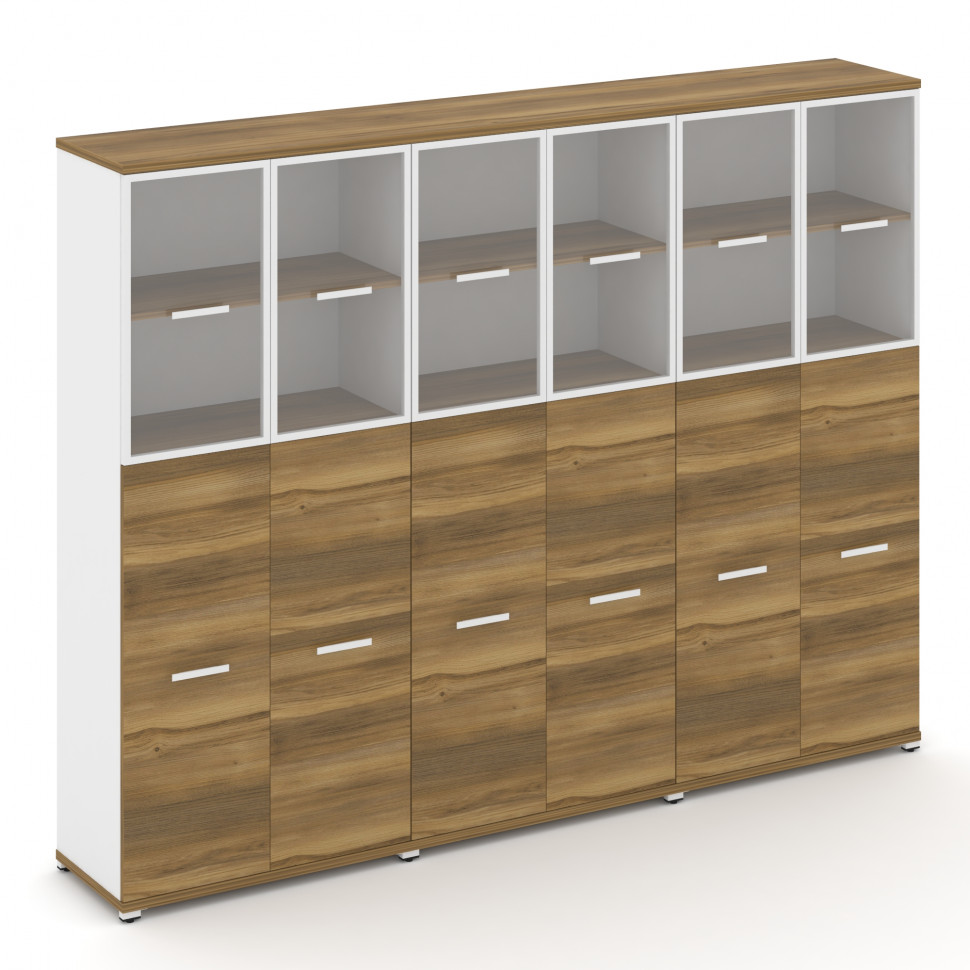 Concept Шкаф 3 широкие секции, 5 ниш CN.STS-535 RPW W Сандал Янтарный/Белый Бриллиант/Металл Белый/П