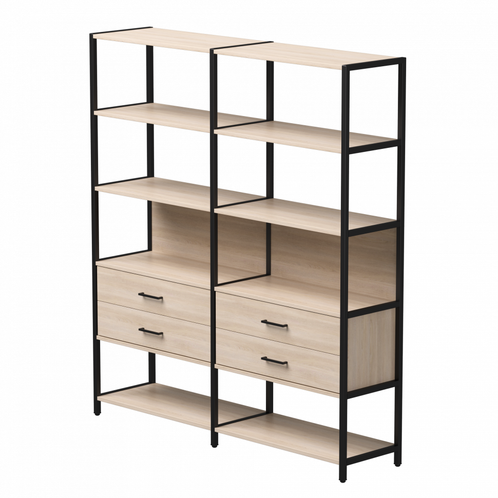 Набор стеллажных систем №7 Everprof EVO (ЭВО) 1635x385x1840 Дуб Соната/Черный