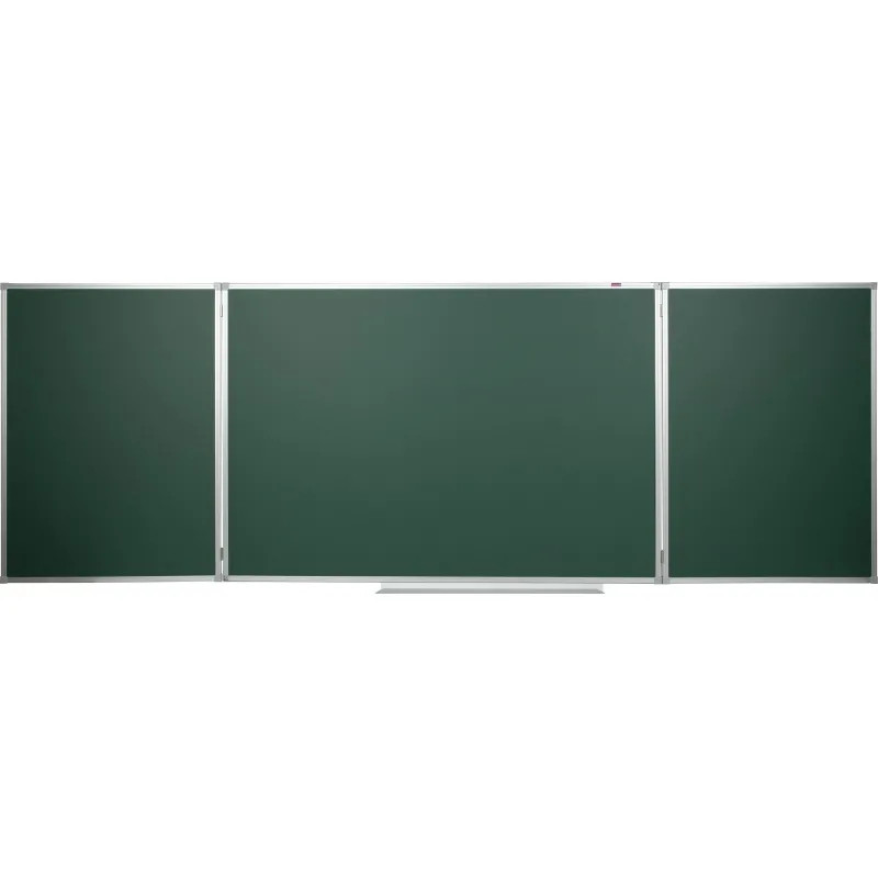 Доска магнитно-меловая 100х300см Attache 3-х секционная зеленая, лак