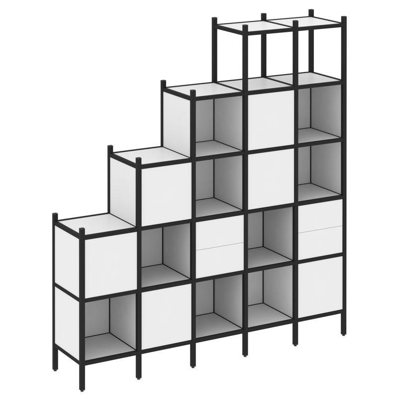 Loft Прямой стеллаж VR.L-25 Белый Бриллиант/Металл Черный 2110*446*2280